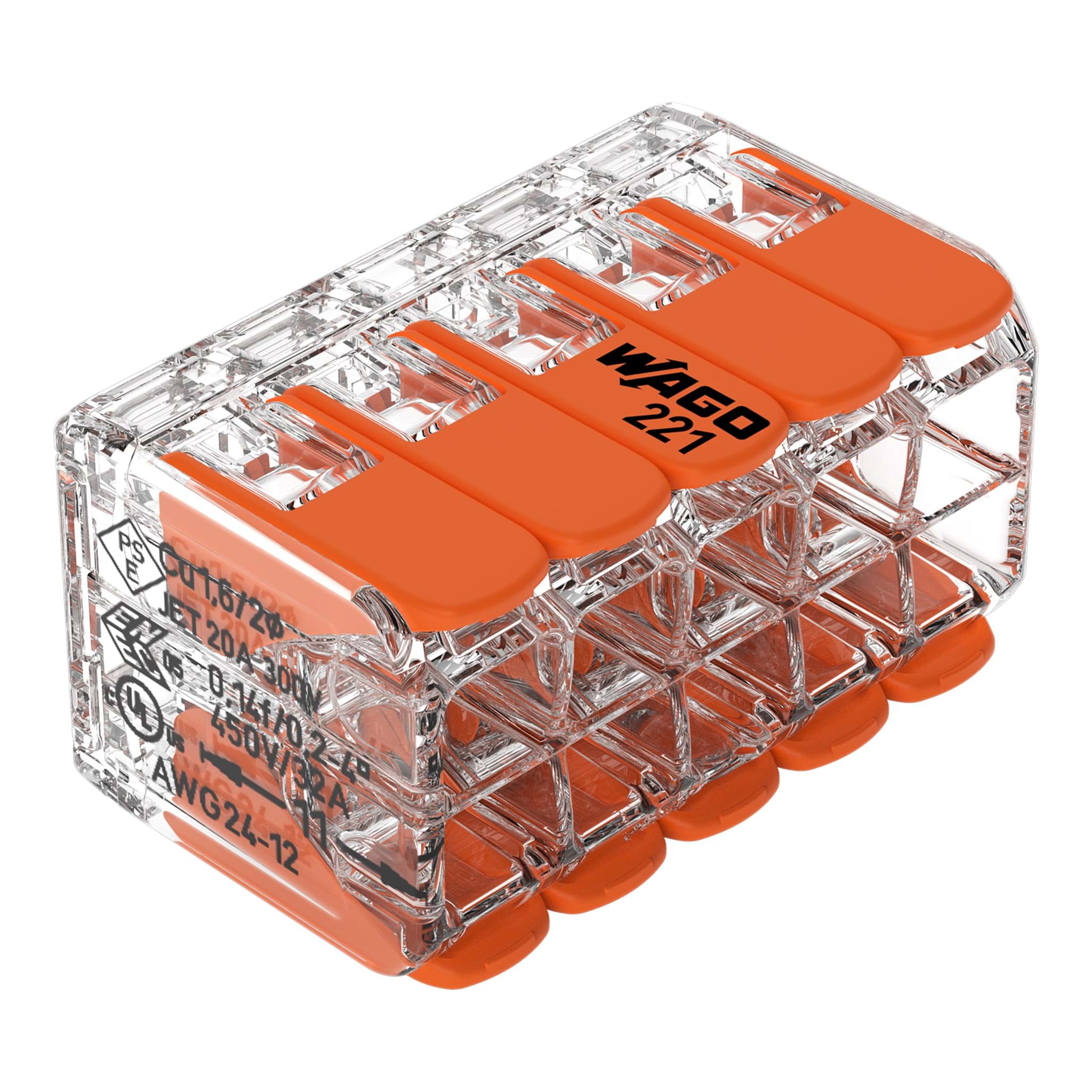 Afbeelding van verbindingsklem 10 voudig  (0,2-4mm2 massief+flex) 32A Wago