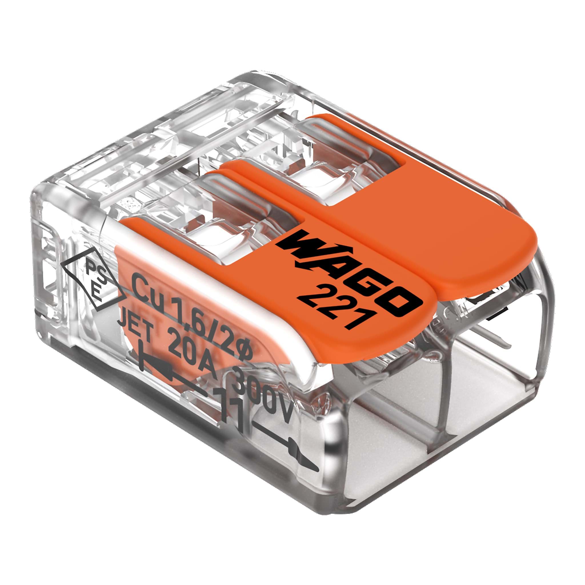 Afbeelding van verbindingsklem 2 voudig (0,2-4mm2 massief+flex) 32A Wago